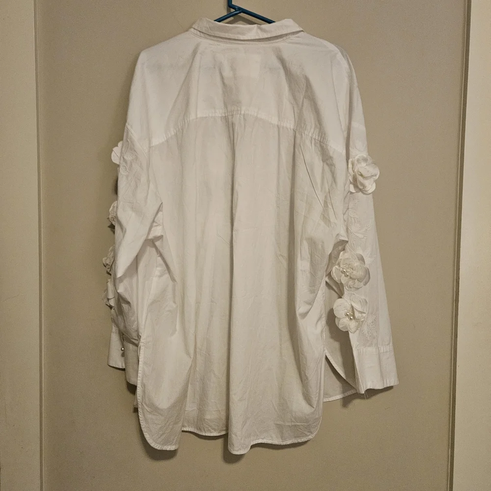 Maeve White Floral Button Down Shirt - Picture 7 of 8